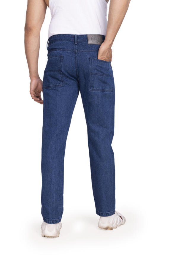 Back of Blue Non Lycra Jeans For Men
