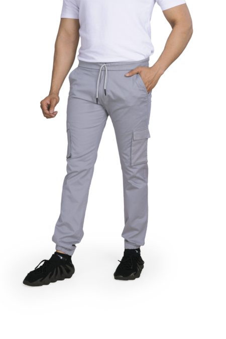 front of grey joggers for men