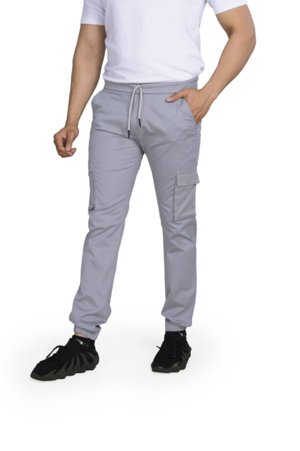 front of grey joggers for men