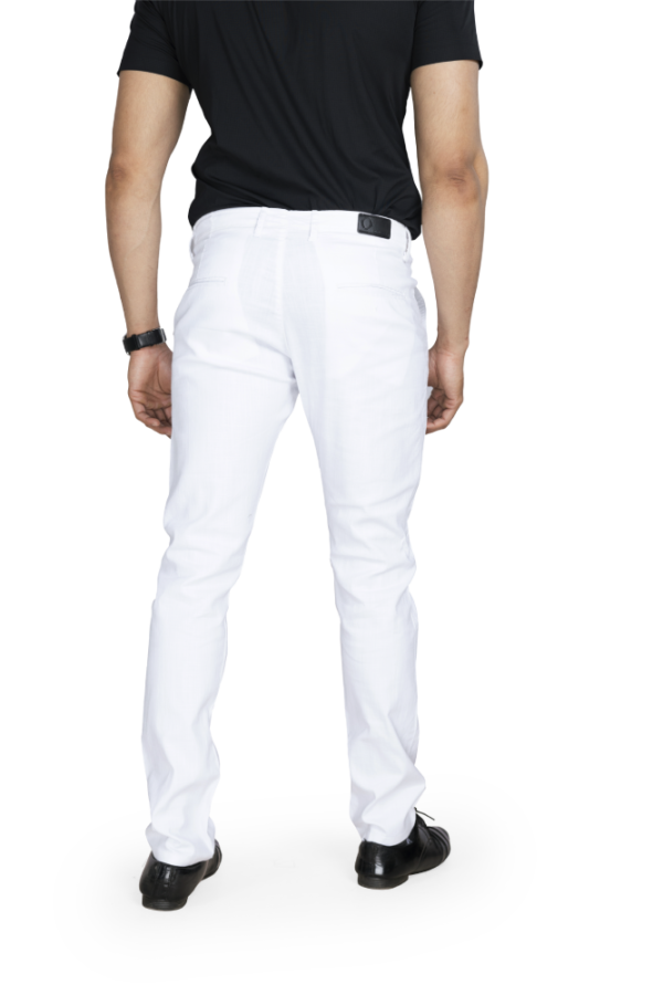 back of white lenin trousers for men