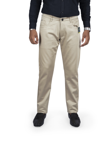 front of beige casual cotton pants for men