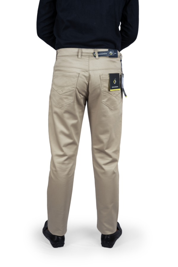 back of beige casual cotton pants for men