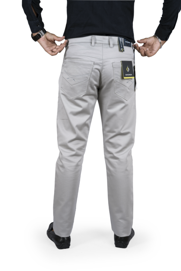 back of light grey casual cotton pants for man