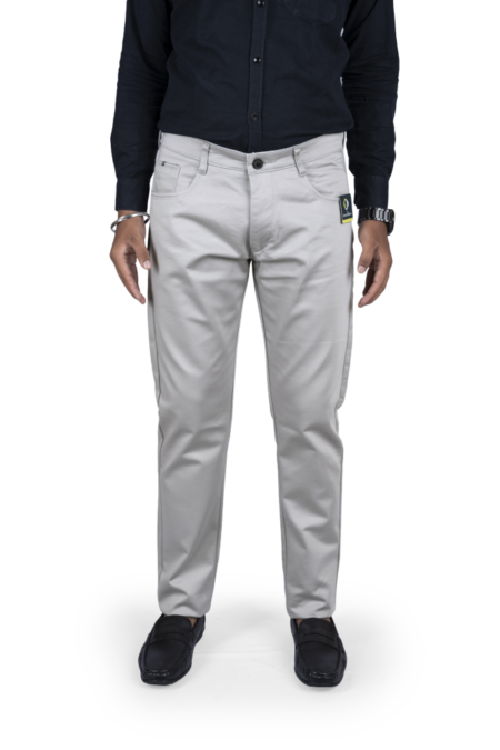 front of light grey casual cotton pants for man