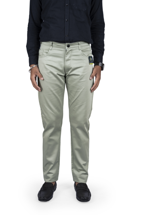 front of light green casual cotton pants for men