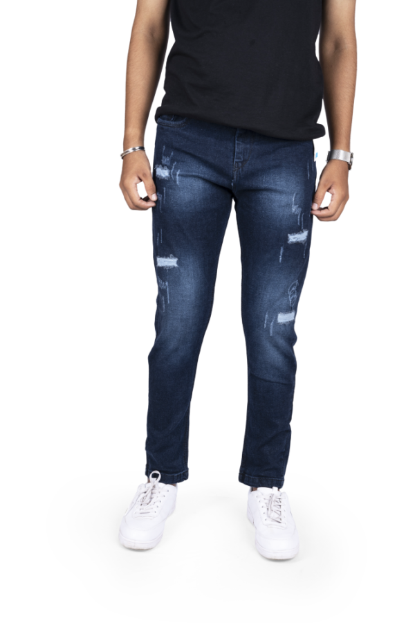 dark blue rugged denim jeans
