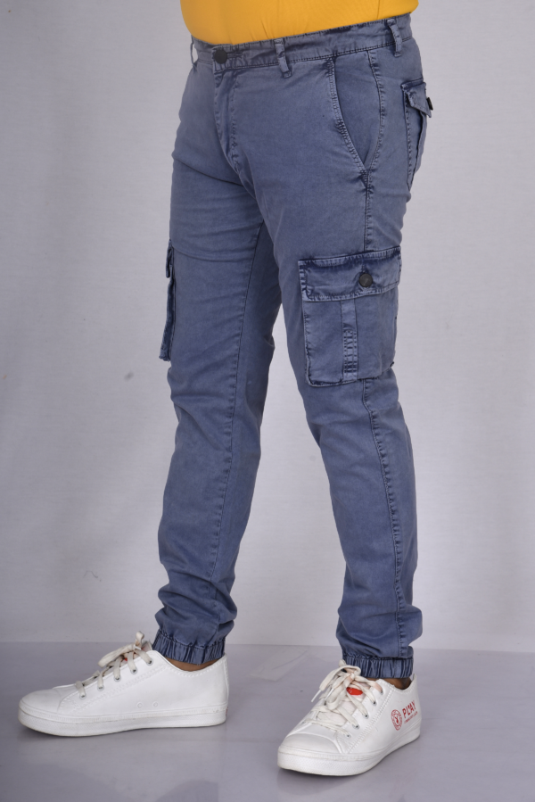 Side pocket of Stone Washed Blue Cargo Pants