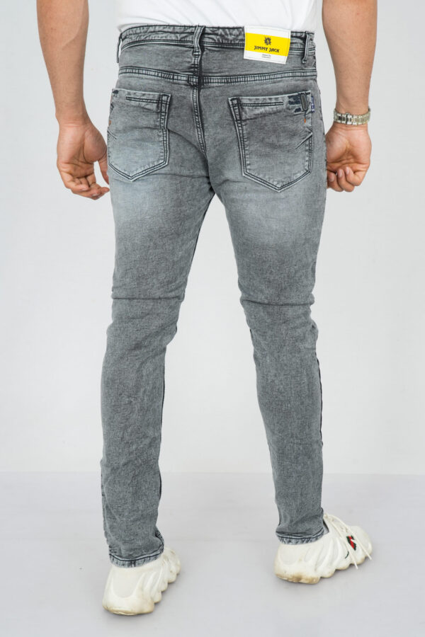 Back of Grey Lightly Distressed Jeans For Men